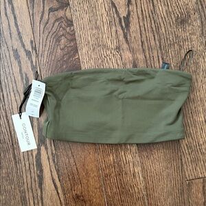 Aritzia Olive Green Strapless Crop Top